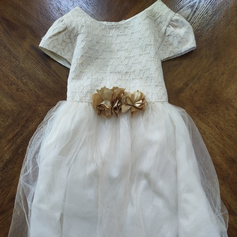Elegant White Dress with Gold Accents